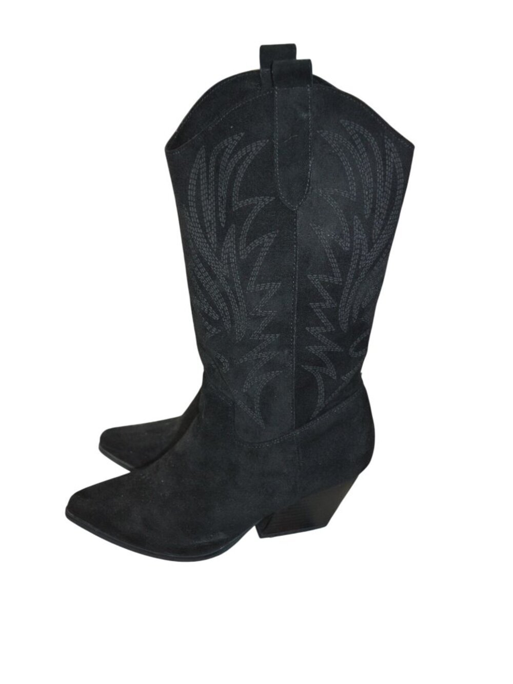 Marquiiz Black Soft Mid Calf Western Cowboy Boots Women's Size 7.5 (38) Boho